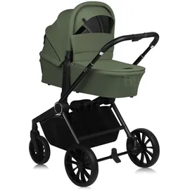 lionelo MIKA PLUS 2-in-1 Buggy 0-48 Monate bis 22 kg Babywanne bis 9 kg, Rückenlehne und Füße verstellbar, AiryDots,Dämpfung, 360° drehbare PU-Räder, XXL-Verdeck