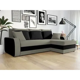 Mirjan24 Ecksofa Kris, Stilvoll Eckcouch mit Bettkasten und Schlaffunktion, L-Form Couch, Schlafsofa (Mikrofaza 0014 + Mikrofaza 0015) - Grau/Schwarz