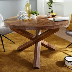 KADIMA DESIGN Design Esszimmertisch BOHA rund Ø 120 cm x 75 cm Sheesham Massiv-Holz, Landhaus Esstisch 4 Personen, Küchentisch Tisch für Esszimmer
