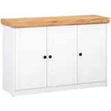 Homestyle4u Kommode Sideboard Eiche Weiß Holz Massiv Schrank Highboard Anrichte - Gr.: onesize