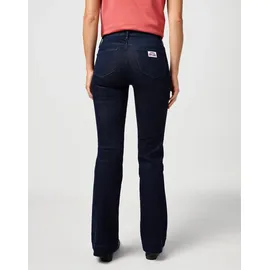 Wrangler Bootcut-Jeans "Flare", Damen, Gr. 28, Länge 34, blau (soft_moonlight), Denim/Jeans, Obermaterial: 70% Baumwolle, 29% Polyester, 1% Elasthan, ausgestellt lang, Jeans, im Retro-Design mit ausgestelltem Bein