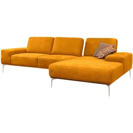 W.Schillig Ecksofa "run, Designsofa mit tollem Sitzkomfort, bequem, L-Form", gelb (brandy s37), B:319cm H:88cm T:178cm, Longlife Xtra-Leder Z73: Naturwalkleder der Luxusklasse aus den erlesensten Rohhäuten.