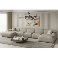 Fun Möbel Wohnlandschaft U-Form CELES XL in Stoff Opera Velvet Beige - Beige