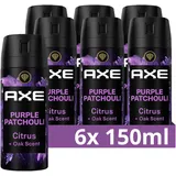 Axe Fine Fragrance Collection Premium Bodyspray Purple Patchouli Deo ohne Aluminium für 72 Stunden Frische 6x 150 ml