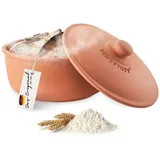 RÖMERTOPF Bräter Brot-Backtopf rund, terracotta 2 Liter - MEDI, Keramik (Set), antihaft rot