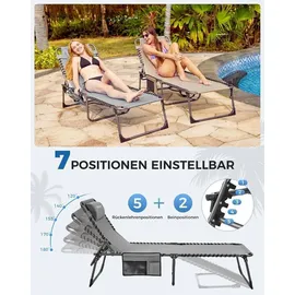 luxuskollektion Sonnenliege 5-stufig verstellbar klappbar  grau