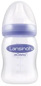 Lansinoh mOmma Babyflasche 160ml mit Natural Wave Silikonsauger S Flaschen 1 St lila