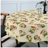 ANRO Tischdecke Stoff Digitalprint Tischtuch EasyClean ACRYL Beschichtet Tischwäsche (Einzelstück 1-tlg), auch als Gartentischdecke - ACRYL Beschichtet beige Oval | 140 cm x 280 cm