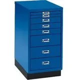 Schubladenschrank DIN A4, mit 8 Schubladen, 675 mm hoch, enzianblau