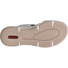 Rieker Pantolette Sommerschuh, Urlaubsschuh, Strandschuh mit floralem Muster grau 39 EU
