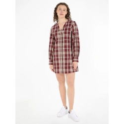 Tommy Hilfiger Blusenkleid TARTAN CO V-NECK SHIRT DRESS mit 2-Knopf-Manschetten rot 38