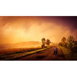 Fototapete PAPERMOON "Motorrad in Landschaft", bunt, B:4,50m L:2,80m, Vlies, Tapeten