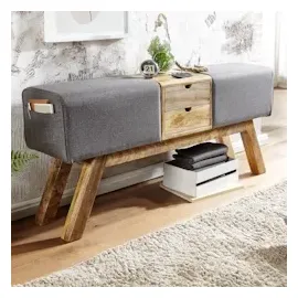 FineBuy Turnbock Stoff 120 cm Grau Springbock Stauraum Turnhocker Bank