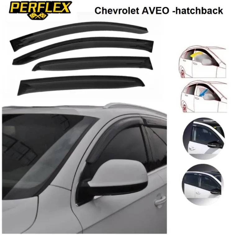 Windabweiser vorne und hinten Perflex P04-CH02 Chevrolet Aveo HB 2011