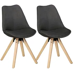 KADIMA DESIGN 2er Set Retro Esszimmerstuhl LIMA Anthrazit Polsterstuhl Stoff-Bezug Rückenlehne Design Küchen-Stuhl