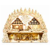 SIKORA LB65 beleuchteter LED Holz Schwibbogen WINTERDORF inklusive Trafo