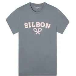 Silbon für Herren. 130932 T-Shirt Schläger Socke grau (M), Lässig, Baumwolle, Kurzarm