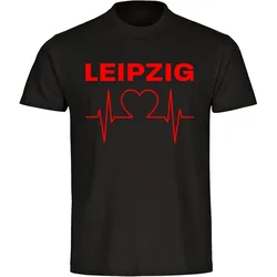 multifanshop Kinder T-Shirt - Leipzig - Herzschlag - Druck rot - Kind