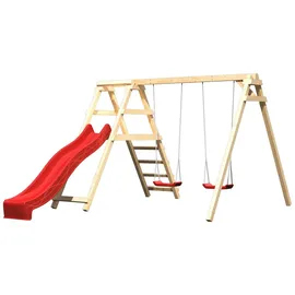 Konifera Doppelschaukel KONIFERA "Felix" Schaukeln beige (natur, rot) Kinder Outdoor-Spielzeug BxTxH: 308x264x213 cm