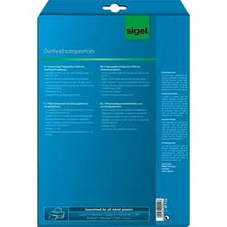 Sigel InkJet-Folie A4 100 Micron transparent VE=10 Blatt