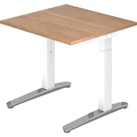 Hammerbacher Schreibtisch C-Fuß Nussbaum / Weiß-Alu poliert