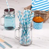 Premium Weddings Papierstrohhalme hellblau gestreift 25 Stück - Papier-Trinkhalme Strohhalme Papier Trinkhalme Papier Papierhalme Streifen hellblau