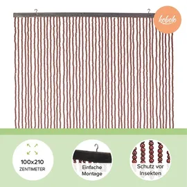 Kobolo Türvorhang Perlenvorhang CHOCO Holzperlen 50 Stränge 100x210cm