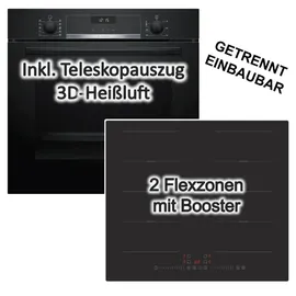 Bosch - Herdset Backofen AutoPilot + pkm Flächeninduktionskochfeld 2 Flexzonen autark 60cm