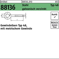 Hörger & Geßler Gewindeöse R 88136 Typ 48 M8x 25 D 12 Stahl galv.verz. 50 Stück