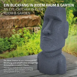 ECD Germany Moai Figur Rapa Nui Kopf 53,5 cm Hoch aus Steinguss Kunstharz Grau