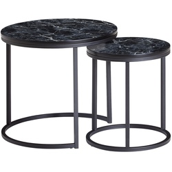 KADIMA DESIGN Runde Beistelltische, Marmor Optik, Modern, Platzsparend, 50/35 cm