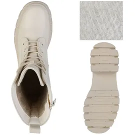 Stiefelparadies Damen Schnürstiefeletten in Beige,