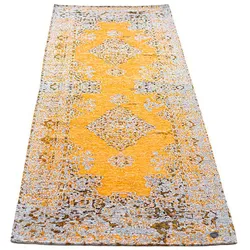 Teppich TOM TAILOR HOME "Funky Orient Kirman", gold (goldfarben), B:60cm H:5mm L:230cm, Baumwolle, Kunstfaser, Teppiche, Kurzflor, Orient-Optik, Vintage Design