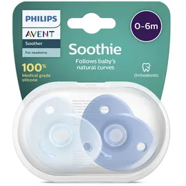 Philips AVENT Soothie – BPA-freier Schnuller für Babys von 0 bis 6 Monaten, blau/hellblau (Modell SCF099/21)