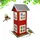 Relaxdays Vogelhaus, Metall, zum Aufhängen, 26 x 12 x 12 cm, kleines Vogelfutterhaus für Garten & Balkon, rot