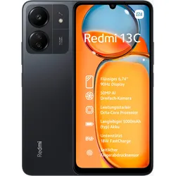 XIAOMI Smartphone "Redmi 13C 4+128GB", schwarz (midnight schwarz), 128 GB, Mobiltelefone