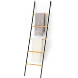 Relaxdays Handtuchleiter Bambus/Eisen Schwarz/Natur