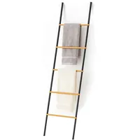 Relaxdays Handtuchleiter Bambus/Eisen Schwarz/Natur