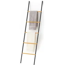 Relaxdays Handtuchleiter Bambus/Eisen Schwarz/Natur