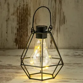 MARELIDA LED Solar Hängeleuchte eckig Industrial Look schwarz Gitter H: 14,5cm