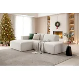 Andas Ecksofa Noord mit Kedernaht, Breite 227 cm, L-Form, Cord, Struktur, Webstoff, mit Wellenunterfederung, Massivholzrahmen beige