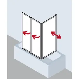Kermi Vario 2000 Faltwand 3-tlg. V2FW30601412K 68,5-71,8x140cm, Silber Mattglanz Kerolan Perl