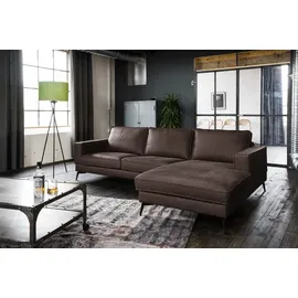 KAWOLA Sofa BLOOM Ecksofa Leder dunkelbraun