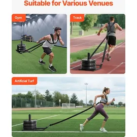Vevor Gewichtsschlitten Kraftschlitten, Fitness-Krafttrainingsschlitten zur Verbesserung der Geschwindigkeit bei sportlichen Übungen, Fitnessgerät mit Gurt, kompatibel mit 25/51 mm Gewichtsscheiben