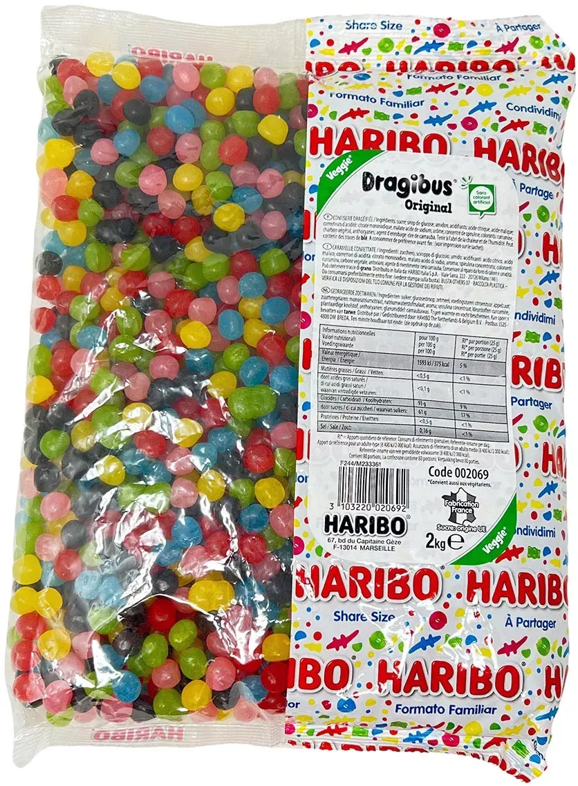 Haribo DRAGIBUS Soft Kaubonbons 2KG Mega Pack – Fruchtiger Genuss für Naschliebhaber