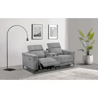 2-Sitzer PLACES OF STYLE "Lund in Cord, 2er-Kinosofa, TV-Sessel, Multimedia-Sofa, USB-A", grau, B:195cm H:97cm T:99cm, Cord Webstoff 100% Polyester, Sofas, m. elektrischer o. manueller Relaxfunktion, Getränkehalter u. Staufach