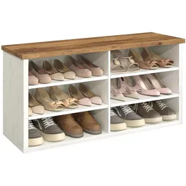 VASAGLE Schuhbank 29,5 x 100 x 50 cm vintageweiß-honigbraun / vintageweiß-honigbraun