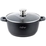 COFI Kochtopf Aluguss Glasdeckel Ø32cm Induktion Marmorbeschichtung Suppentopf Pfanne schwarz