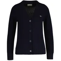 GANT Damen Strickjacke - CLASSIC COTTON CARDIGAN, Knopfleiste, Feinstrick, Baumwolle Blau (Evening Blue) S