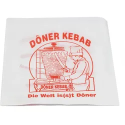 DayBays 100 Kg Döner-Tüten 16x16 cm weiss mit rotem Druck "DÖNER KEBAB" und Spenderbox